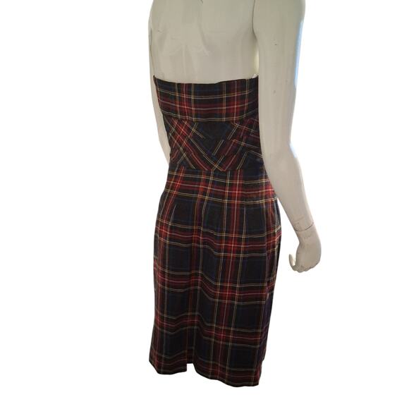 Y2k Bitten Sarah Jessica Parker Womens size 8 Plaid Wool Academia Boned Dress - Picture 3 of 8